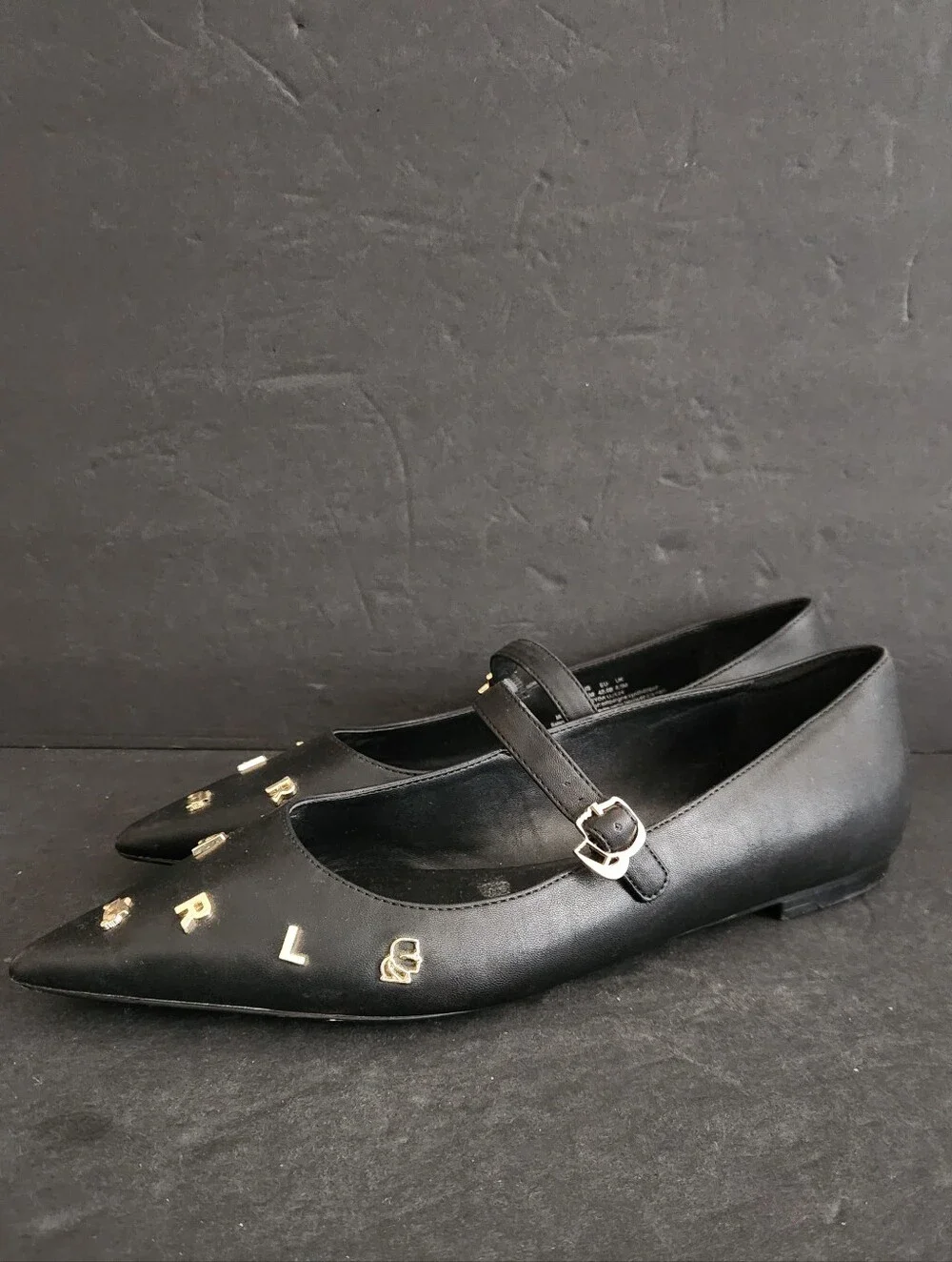 Karl Lagerfeld Paris Veyda Mary Jane Flats 11M Studded Satin Edgy Balletcore